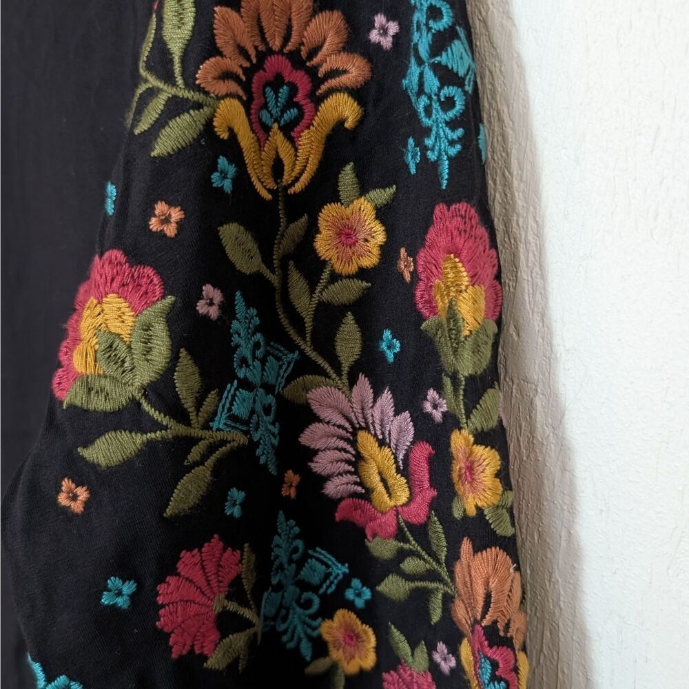 Savanna Jane Top Black Floral Embroidered Lace Long Sleeve Blouse Boho Large - Picture 6 of 7
